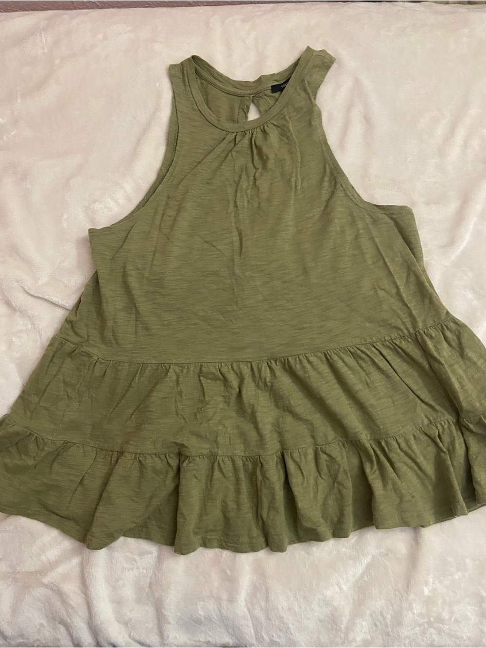 Forever 21 Olive Green Ruffle Hem Tank Top